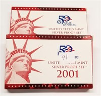 (2) 2001 Silver Proof Sets