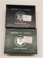 1994, ’95 Unc. Silver Eagles