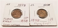 (2) 1858 Flying Eagle Cents VG-F (Corrosion)