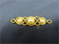 Napier Goldtone and Pearl Brooch
