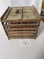 Antique Egg Crate w/ Plastic Egg Trays