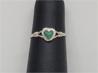 .925 Sterling Silver Turquoise Heart Ring