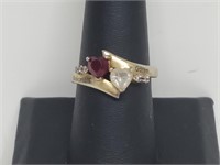 .925 Sterl Silv Double Heart Ring w/diam Accents