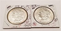 (2) 1879 Silver Dollars AU