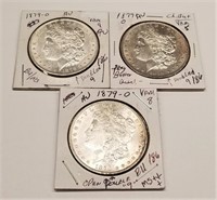 (3) 1879-O Silver Dollars AU