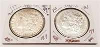 (2) 1880-O Silver Dollars AU