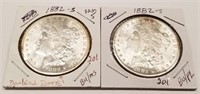 (2) 1882-S Silver Dollars BU