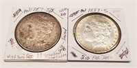 (2) 1887-S Silver Dollars AU