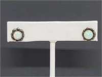 .925 Sterling Silver Opal Earrings