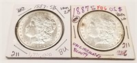 1887-S Silver Dollar AU; 1887-S/S Silver Dollar