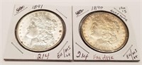 1890, ’91 Silver Dollars BU