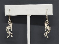 .925 Sterling Silver Kokopelli Earrings