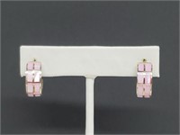 .925 Sterling Silver Pink Abalone Earrings