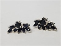 .925 Sterling Silver Sapphire Earrings
