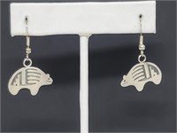 .925 Sterling Silver Bear Earrings