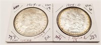 (2) 1904-O Silver Dollars BU