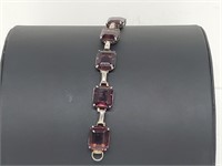 .925 Sterling Silver Garnet Bracelet