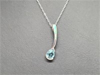 .925 Sterl Silv Opal/Aquamarine Pend & Chain