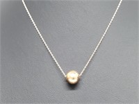 .925 Sterling Silver Rose Colored Bead & Chain