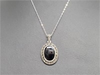 .925 Sterling Silver Onyx Pend & Chain