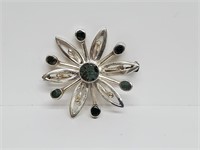 .925 Sterling Silver Turquoise Brooch