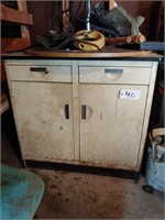 Porcelain top cabinet with contents, art deco