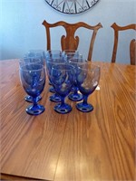 12 blue wine glasses