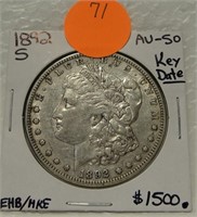 1892-S MORGAN SILVER DOLLAR- KEY DATE