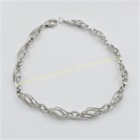 Sterling silver diamond bracelet, bracelet avec
