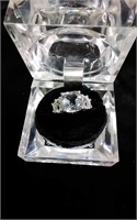 sterling square / rectangular design clear stones