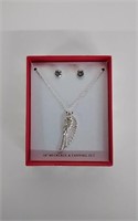 Designer 18” Winged Rhinestone Necklace + Earring