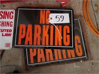2 metal No Parking signs