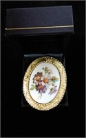 Large Hand Painted Flower Cameo on Crystal Dust