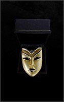 Designer Mask Pin Rich Gold Color + Rhinestone