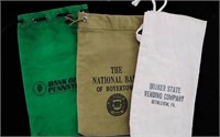 (3) Vintage local bank coin bags