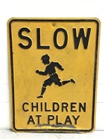 Genuine thick "Children at Play" steel street sign