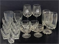 Lot of assorted vintage clear drinking glasses