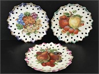 Three vintage fruit plates