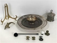 Lot of assorted brass silver plated items