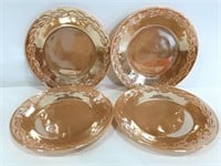 Set of 4 vintage Fire King peach luster plates