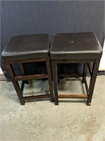 Two wooden and Upholstered bar stools 14" x 24"H