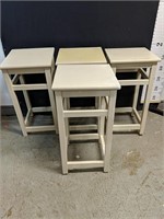 4 matching wooden stools 13" x 25"H
