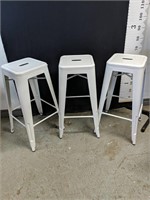 3 Metal Stools, in excellent condition 12" x 30"H