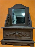 Wooden keepsake box with mirror 6" x 10" x 15"H