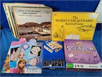 Assorted records, three board games and extras