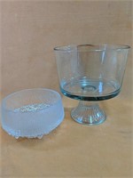 Two glass serving bowls 6" x 4"H and 8" x 9"H