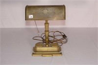 Brass Desk Lamp with Ink  Wells