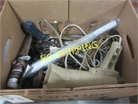 BOX W/ KNIFE, TOOLS, DRYER, ETC.