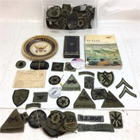 MILITARY PATCHES, D DAY INVASION BOOK, NAVY PLATE