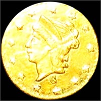 1870 Cal. Round Gold 1/4th Dollar CLOSELY UNC